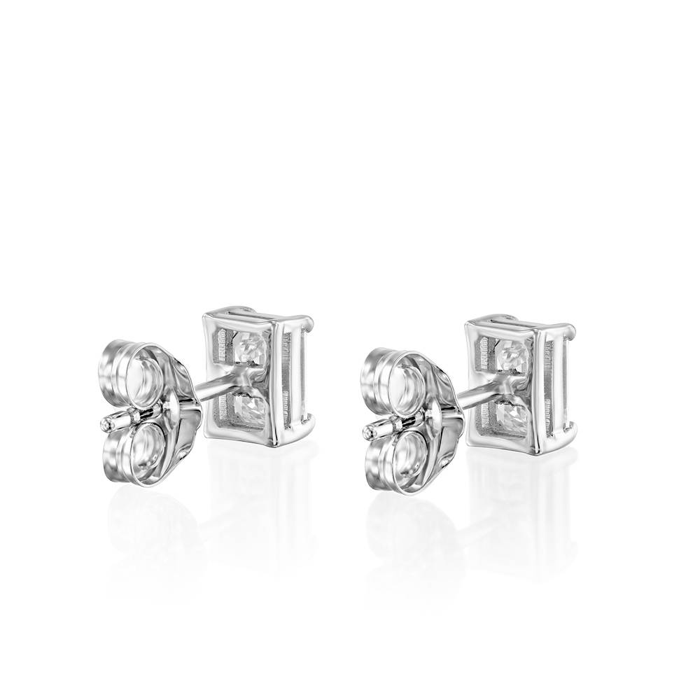 Emerald Cut Diamond Stud Earrings 1 CT- 14k White Solid Gold-1 product photo