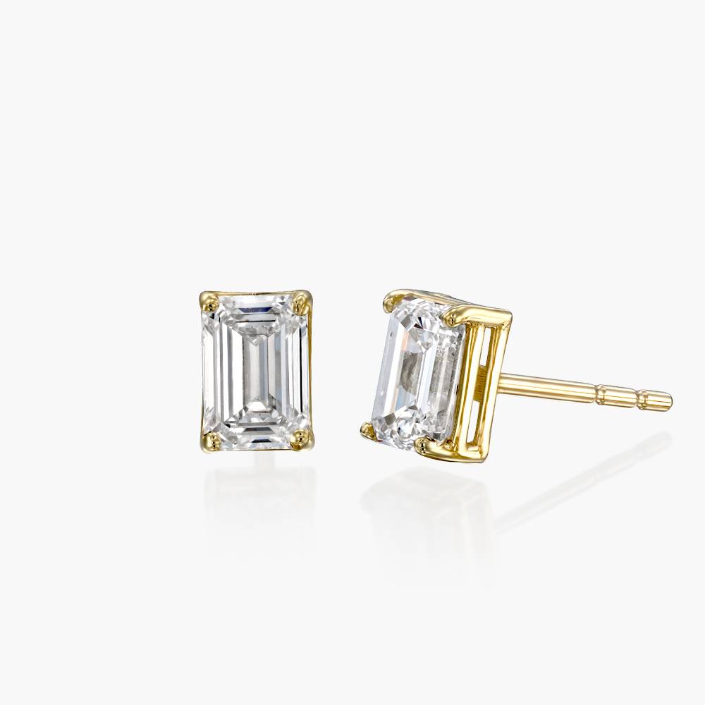 Emerald Cut Diamond Stud Earrings 1 CT- Solid Gold product photo