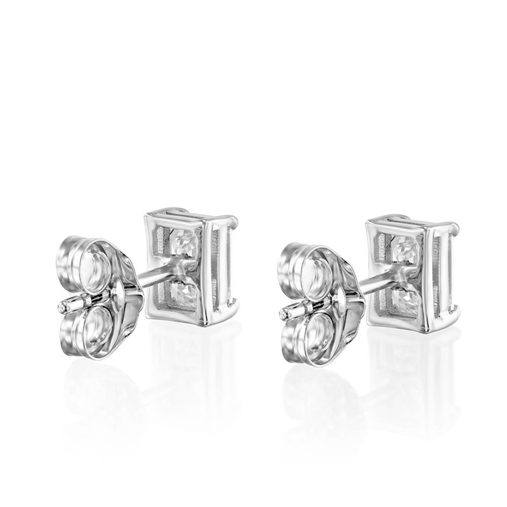Emerald Cut Diamond Stud Earrings 2 CT- 14k Solid White Gold-2 product photo
