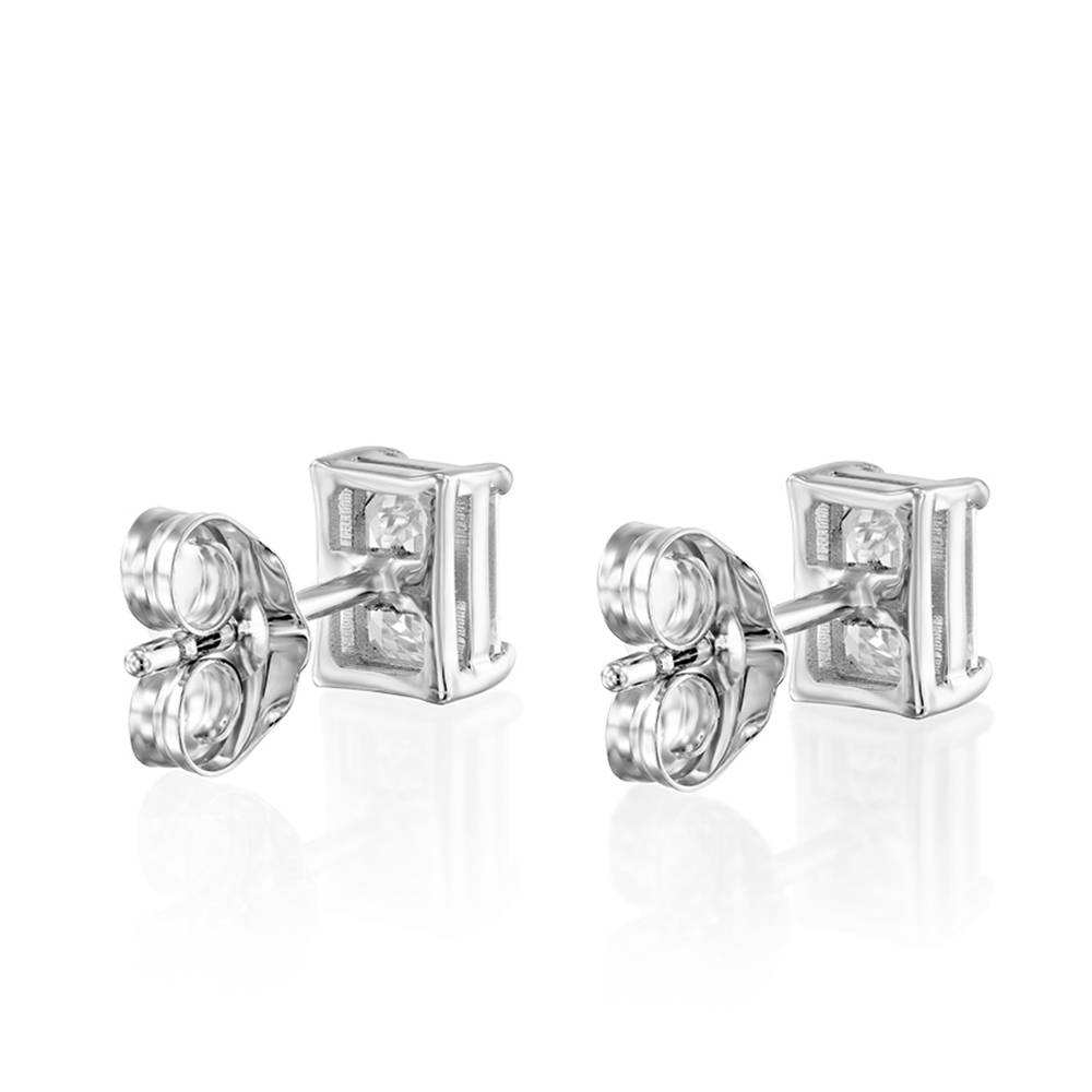 Emerald Cut Diamond Stud Earrings 2 CT- 14k White Solid Gold-1 product photo