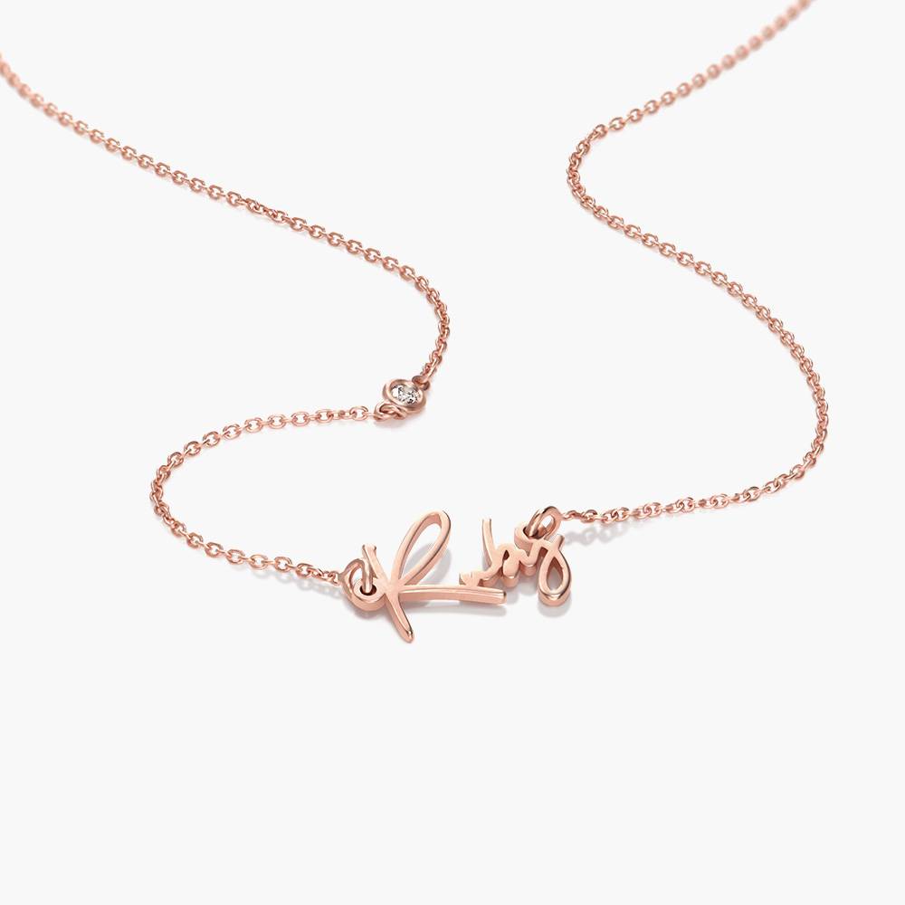 Belle Custom Name Necklace With Diamonds - Rose Gold Vermeil-1 product photo