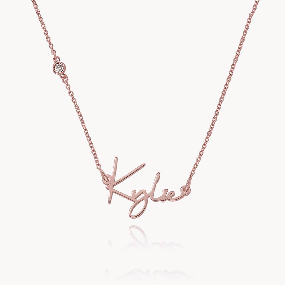 Belle Custom Name Necklace With Diamonds - Rose Gold Vermeil product photo