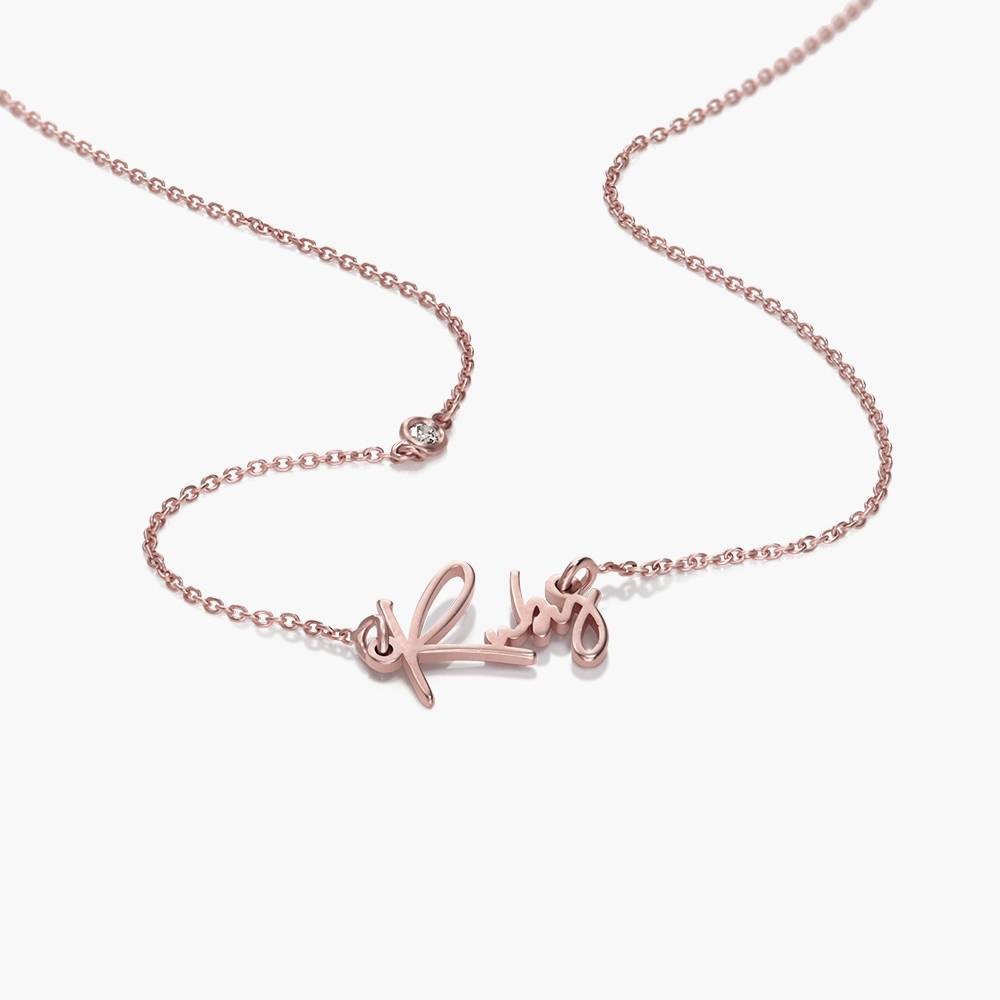 Belle Custom Name Necklace With Diamonds - Rose Gold Vermeil