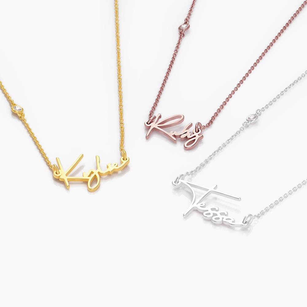 Belle Custom Name Necklace With Diamonds - Rose Gold Vermeil-5 product photo