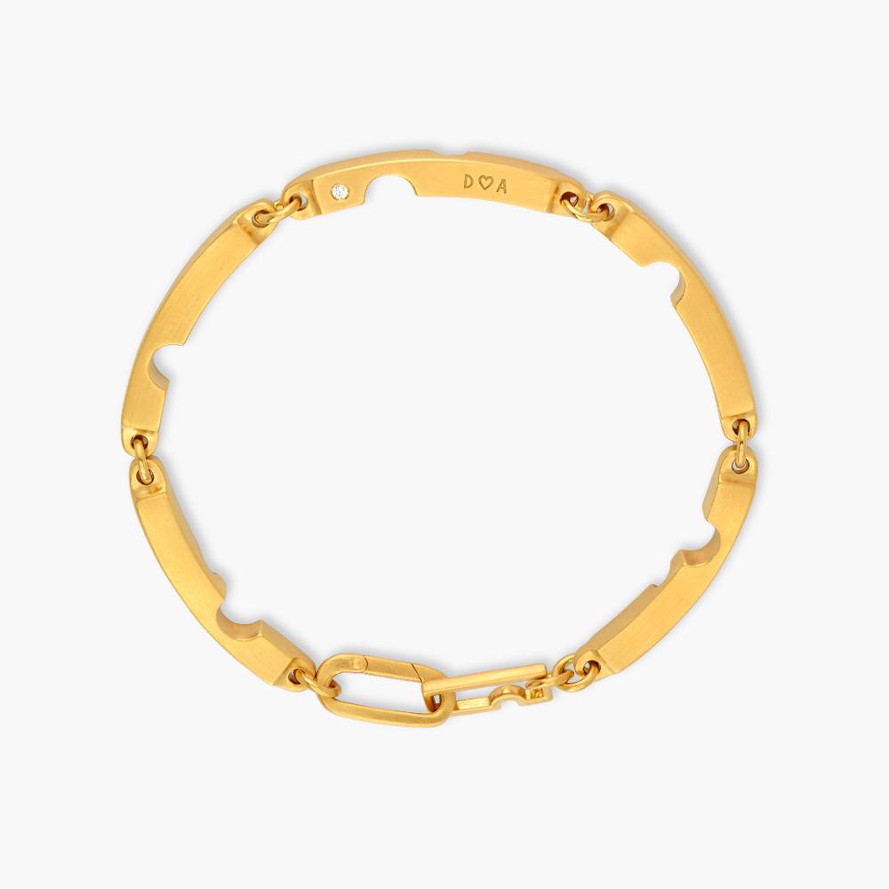 Engraved Axis Bracelet with Diamonds- Gold Vermeil product photo