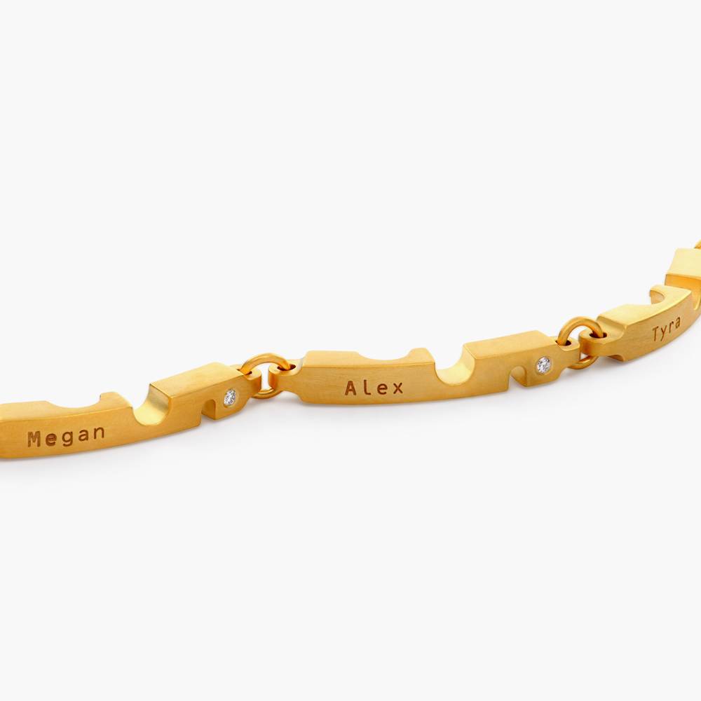 Engraved Axis Bracelet with Diamonds- Gold Vermeil-6 product photo