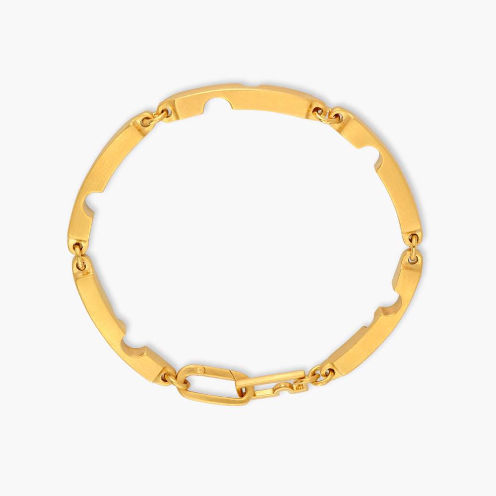 Engraved Axis Bracelet with Diamonds- Gold Vermeil-1 product photo