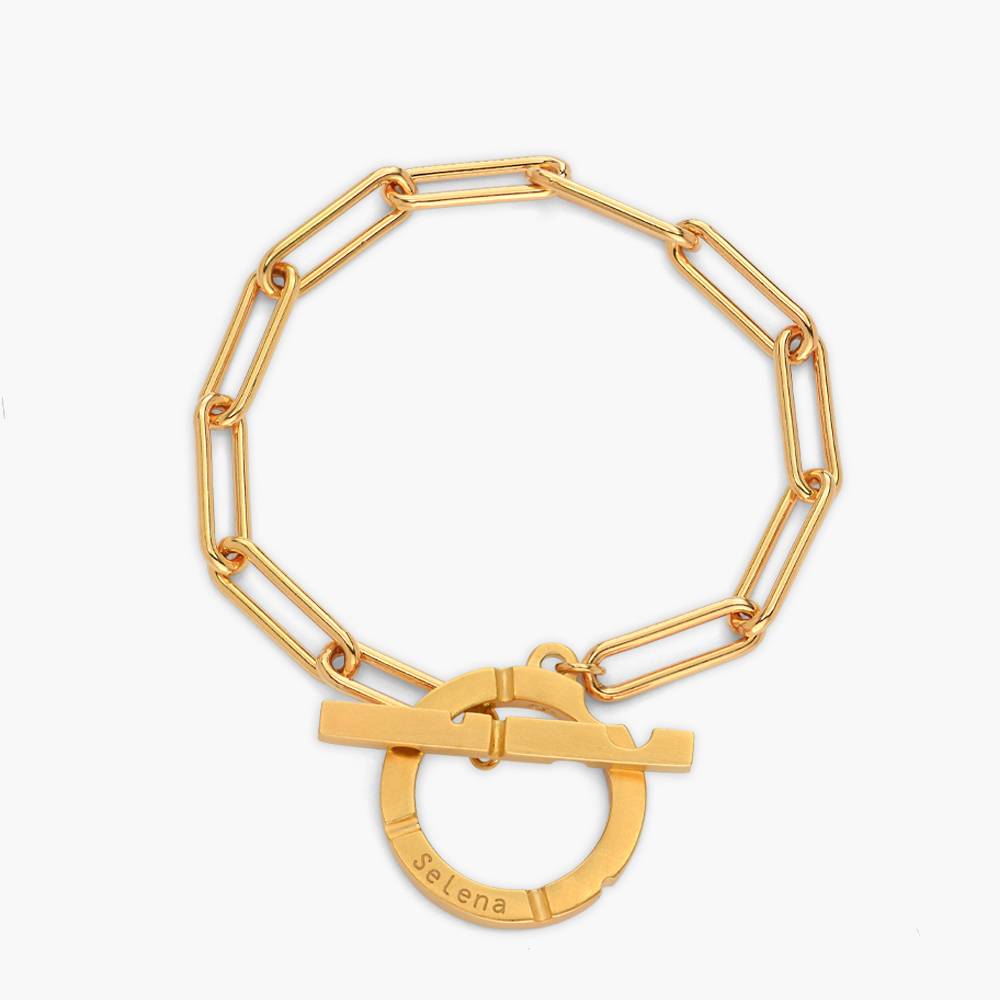 Engraved Axis T Lock Bracelet- Gold Vermeil-1 product photo