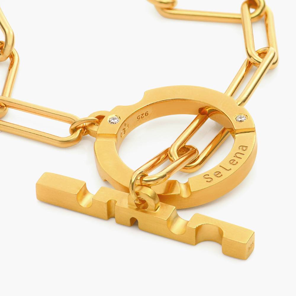 Engraved Axis T Lock Necklace with Diamonds- Gold Vermeil-2 product photo