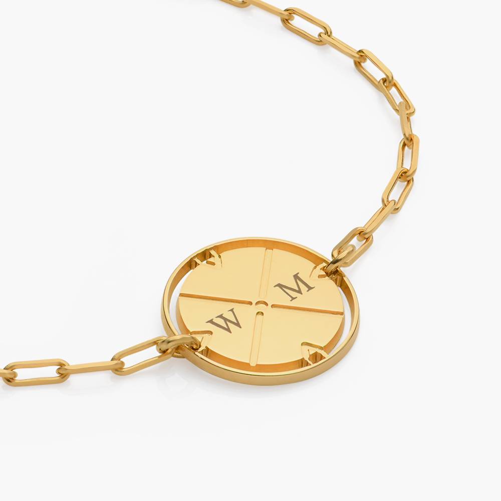 Engraved Compass Bracelet- Gold Vermeil-3 product photo