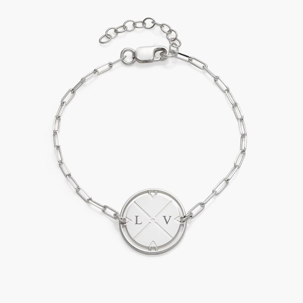 Engraved Compass Bracelet- Silver product photo