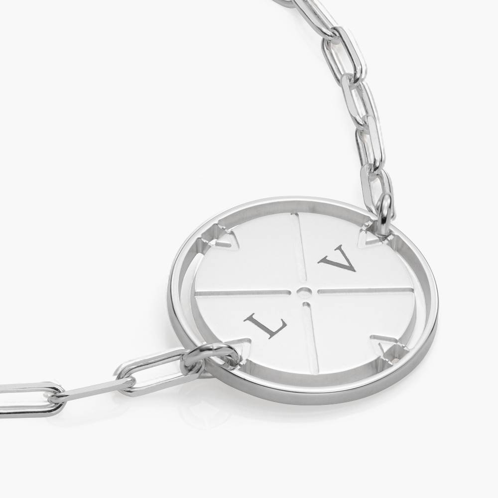 Engraved Compass Bracelet- Silver-3 product photo
