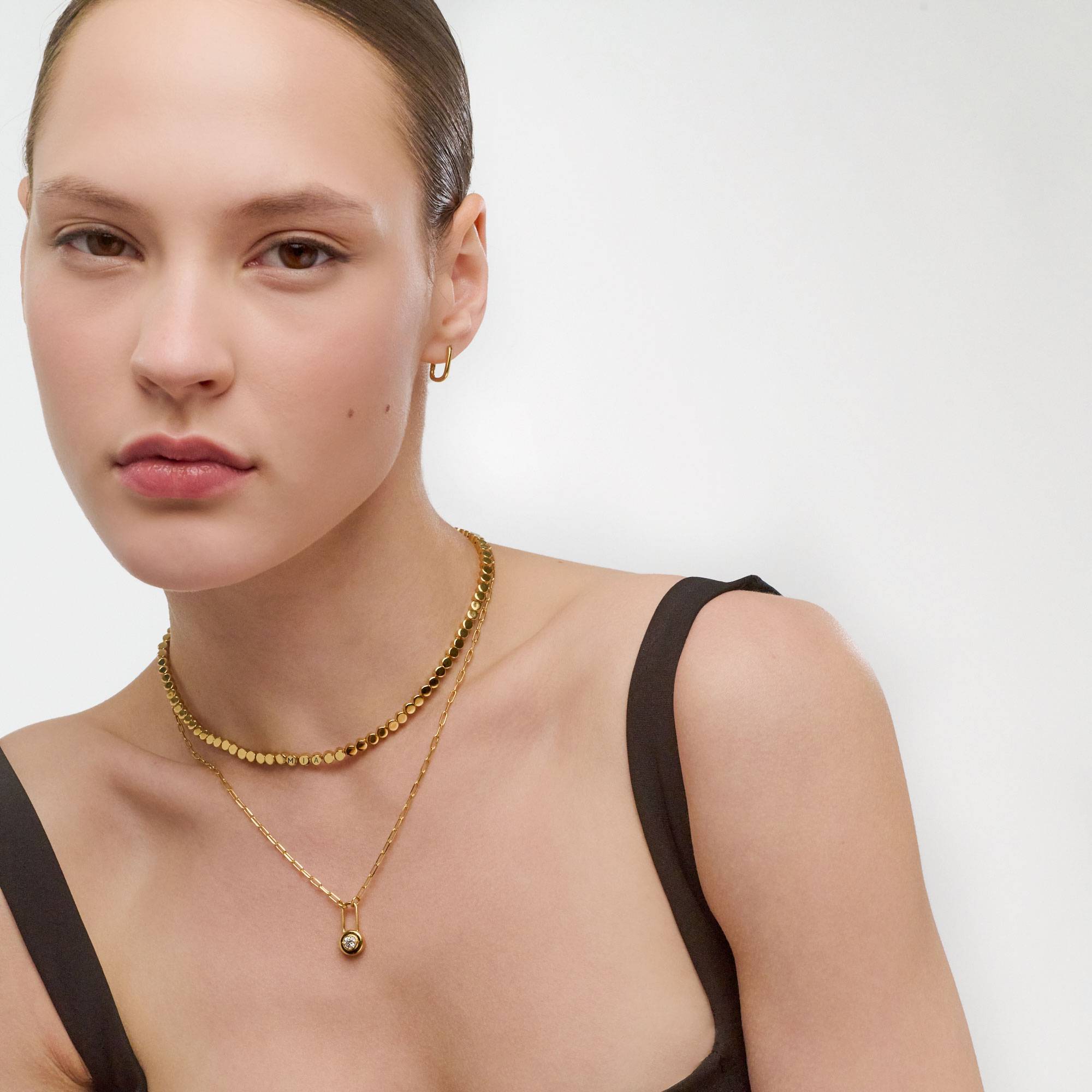 Engraved Dot Necklace - Gold Plated Engraved Dot Necklace - Gold Plated