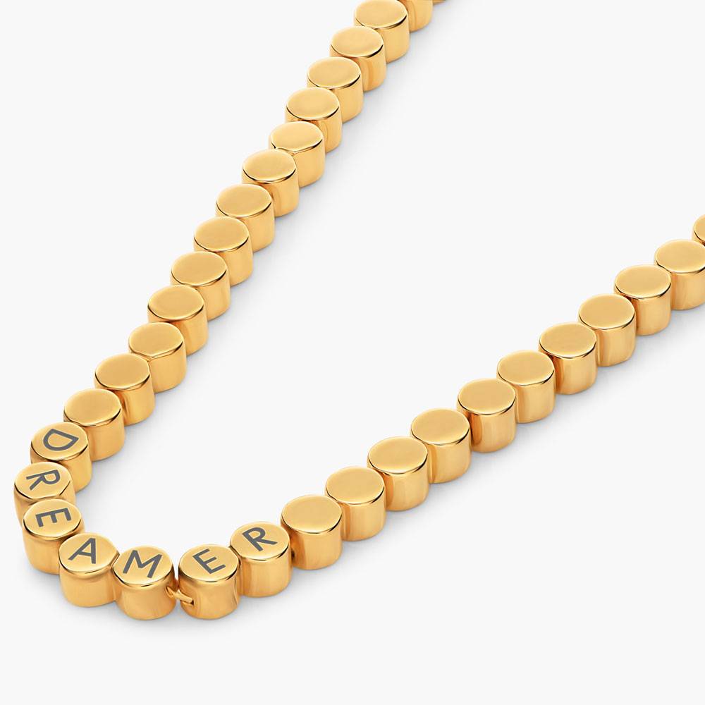 Engraved Dot Necklace - Gold Plated-4 product photo