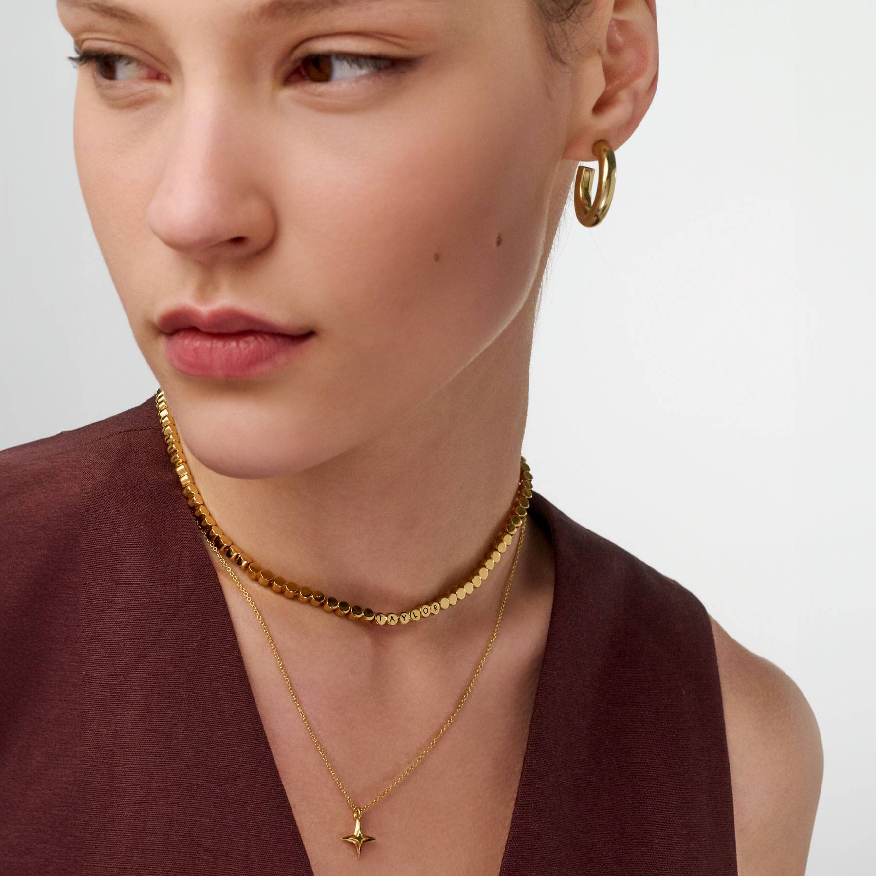 Engraved Dot Necklace - Gold Vermeil-1 product photo
