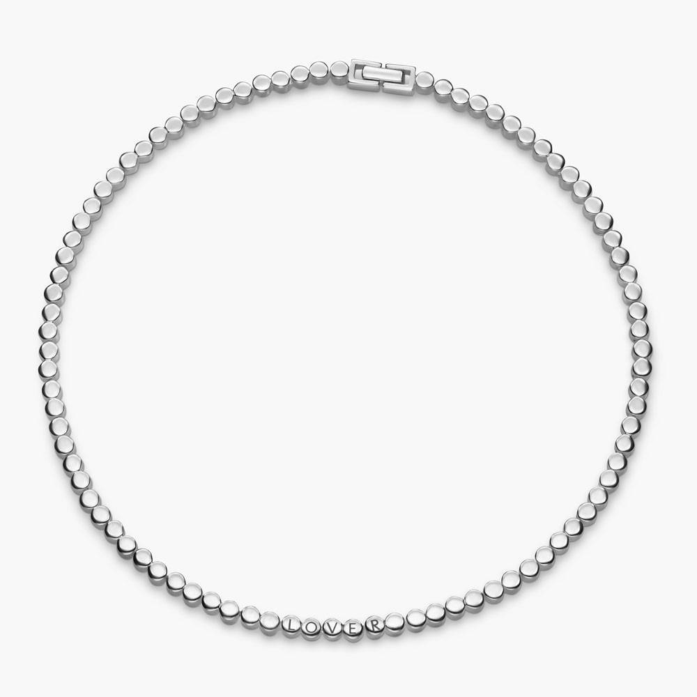 Collier pointillés rectangles à graver - Argent-2 photo du produit