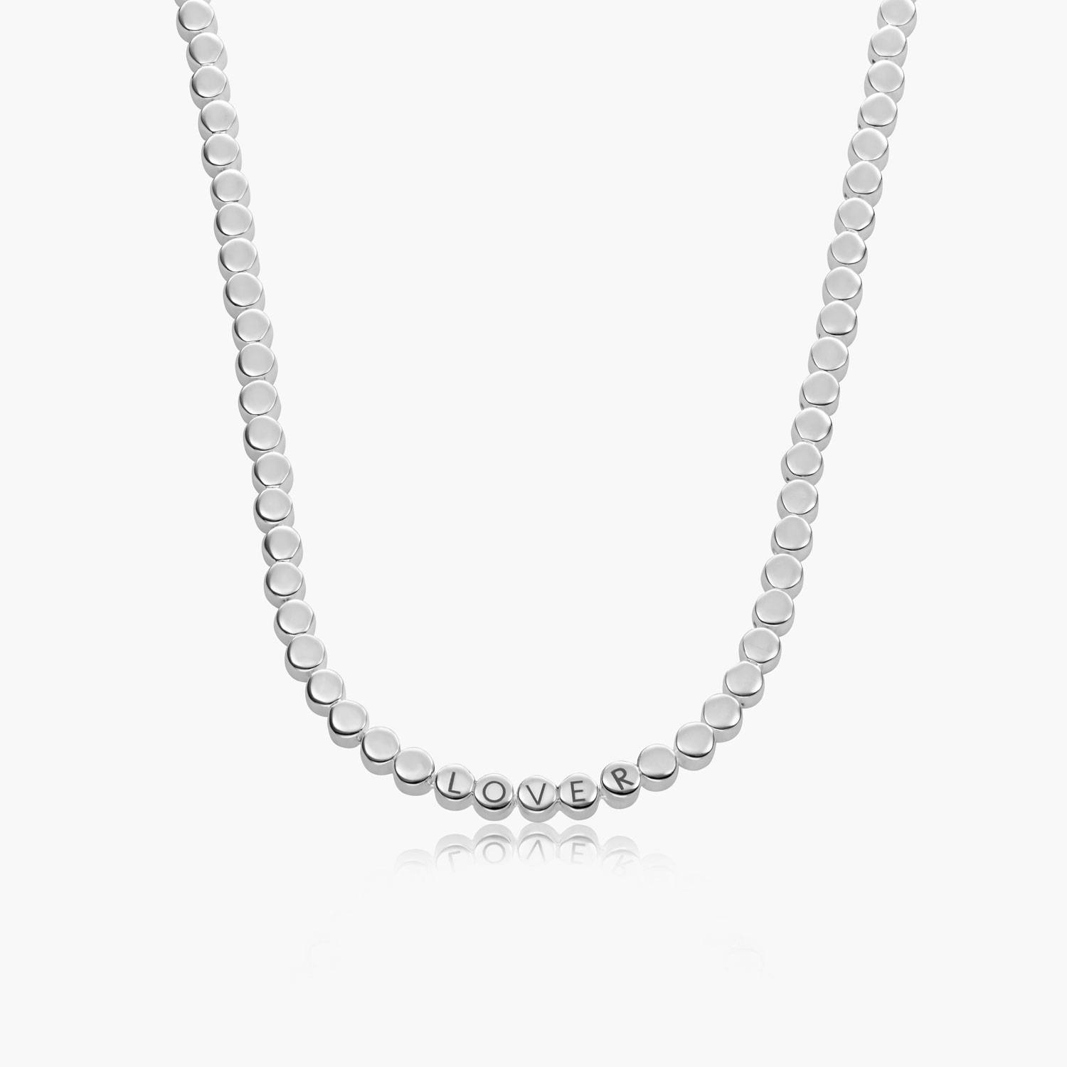 Collier pointillés rectangles à graver - Argent-1 photo du produit