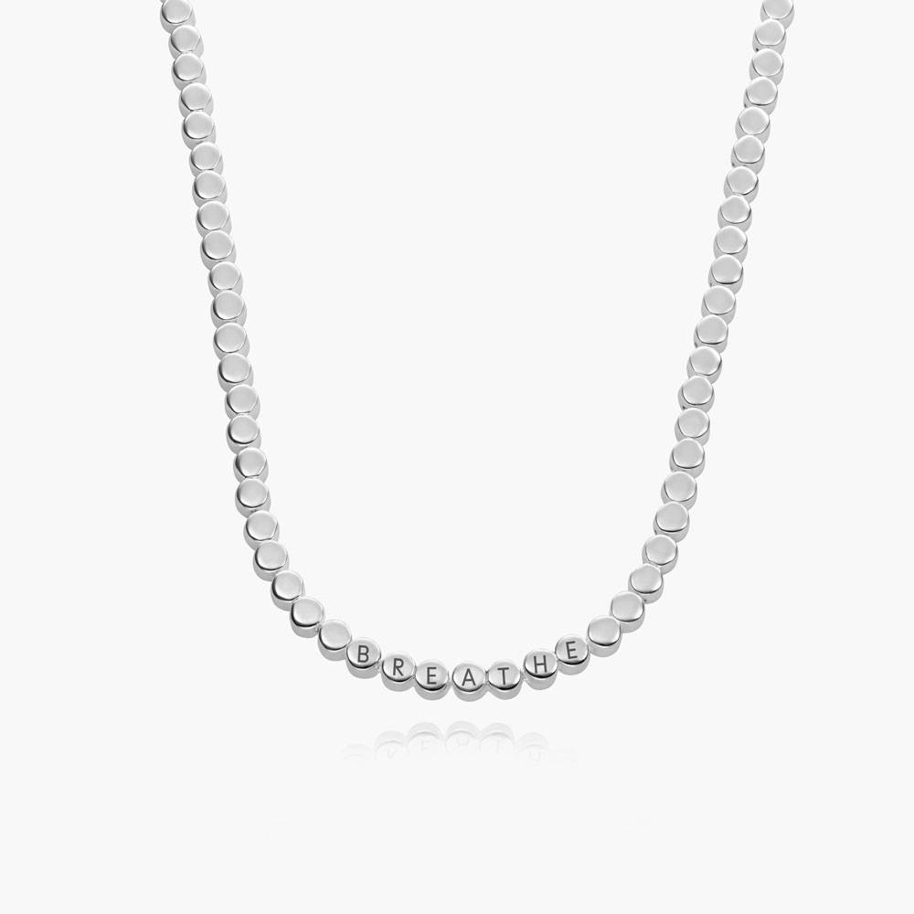 Collier pointillés rectangles à graver - Laiton Plaqué Argent-1 photo du produit