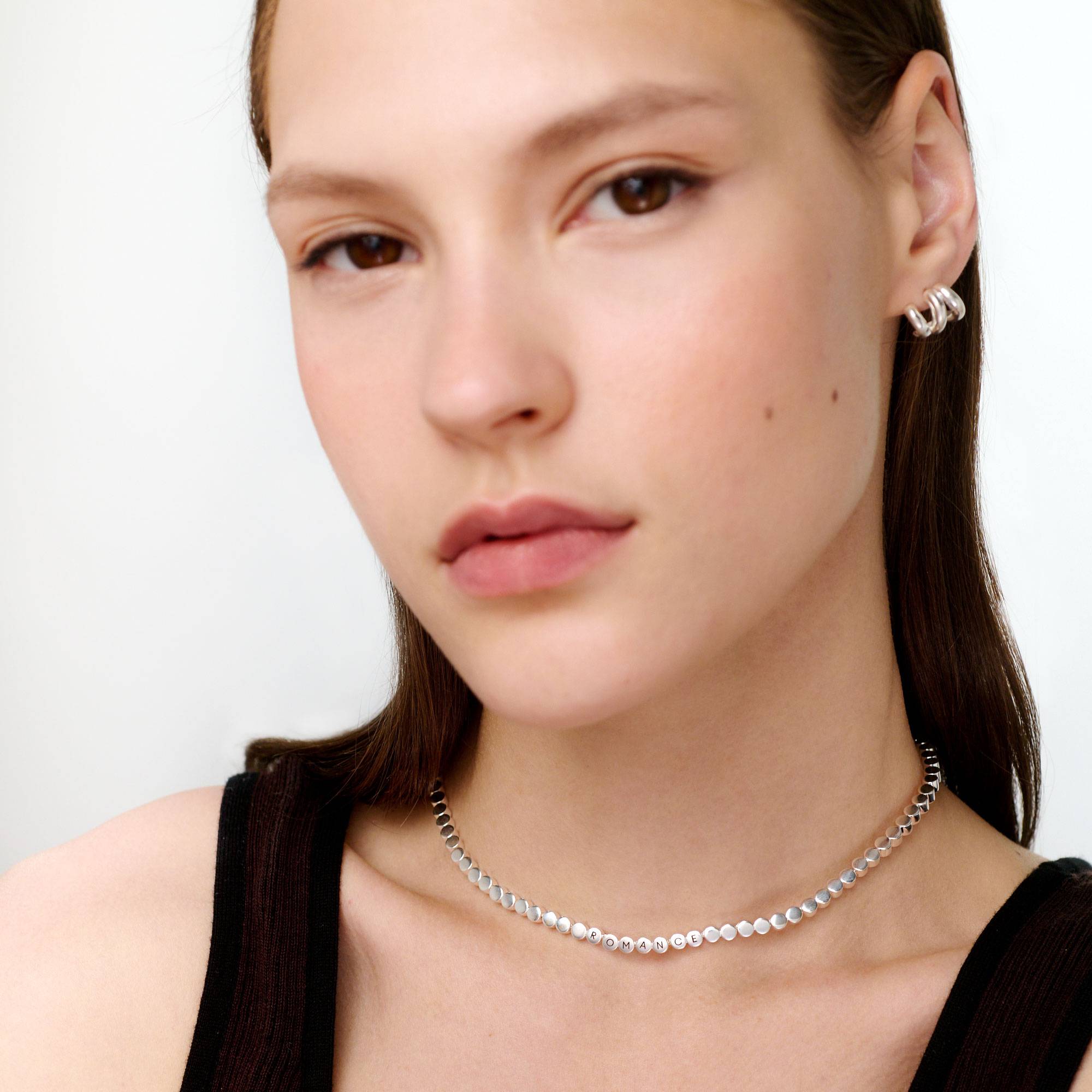 Engraved Dot Necklace - Silver-3 product photo