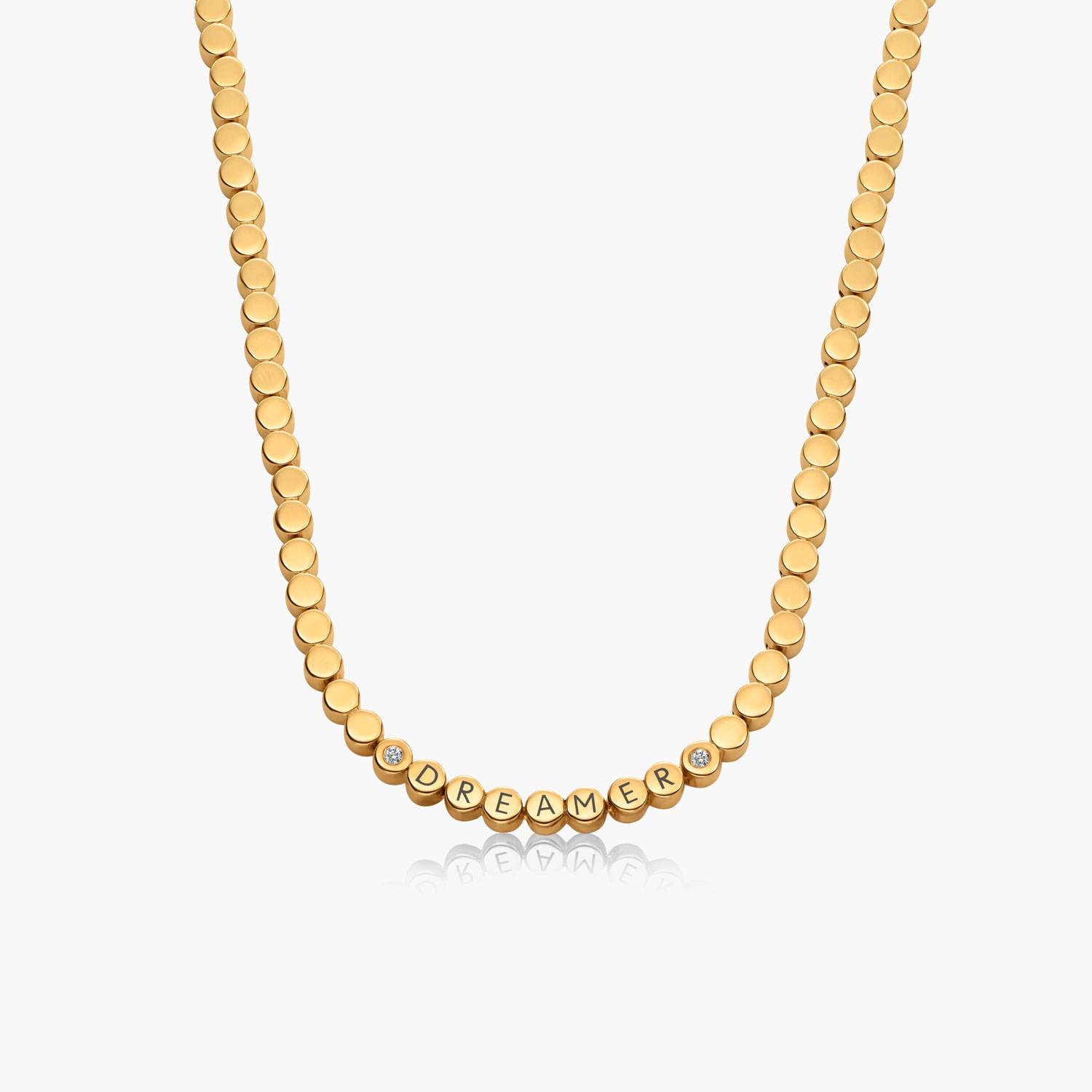 Collier pointillés rectangles à graver, Diamants - Or Vermeil-5 photo du produit