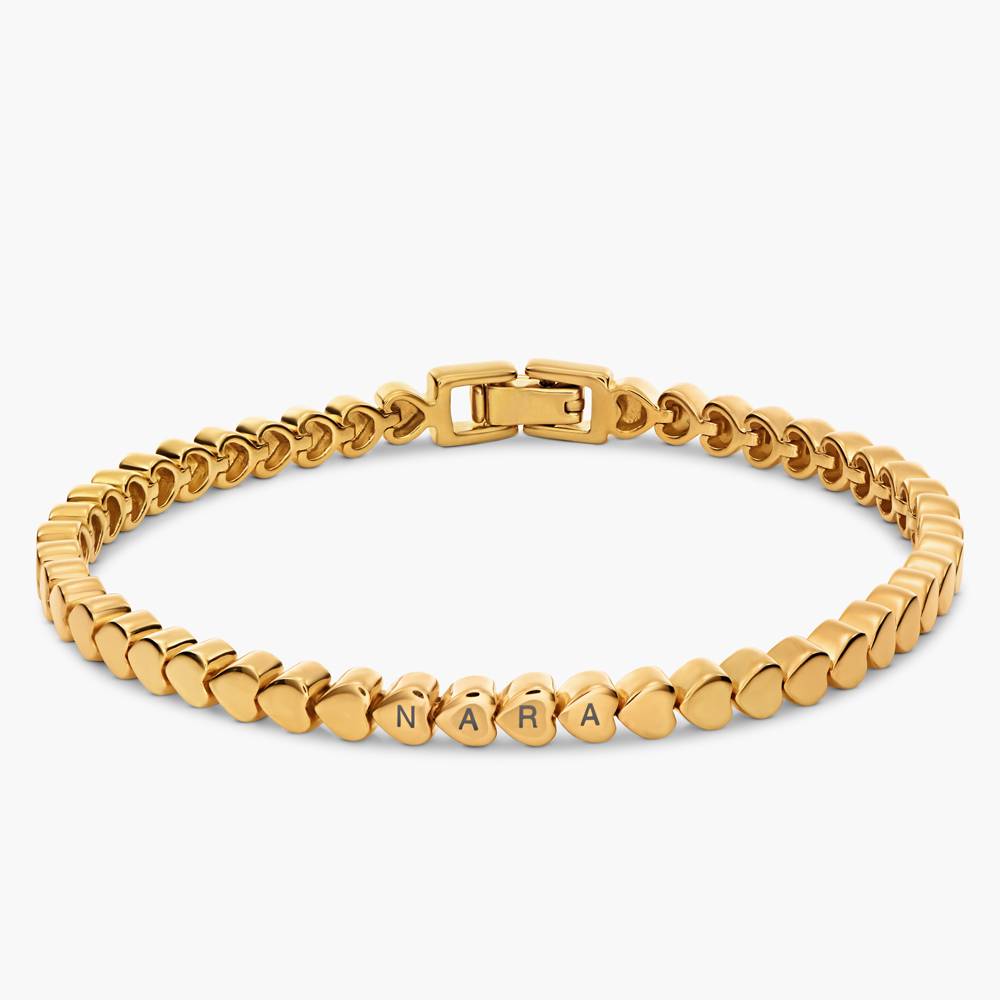 Engraved Dotted Heart Bracelet - Gold Plated-4 product photo