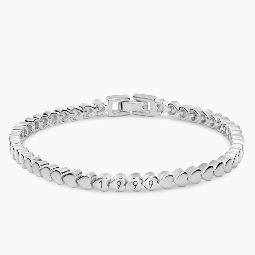 Engraved Dotted Heart Bracelet - Silver-5 product photo