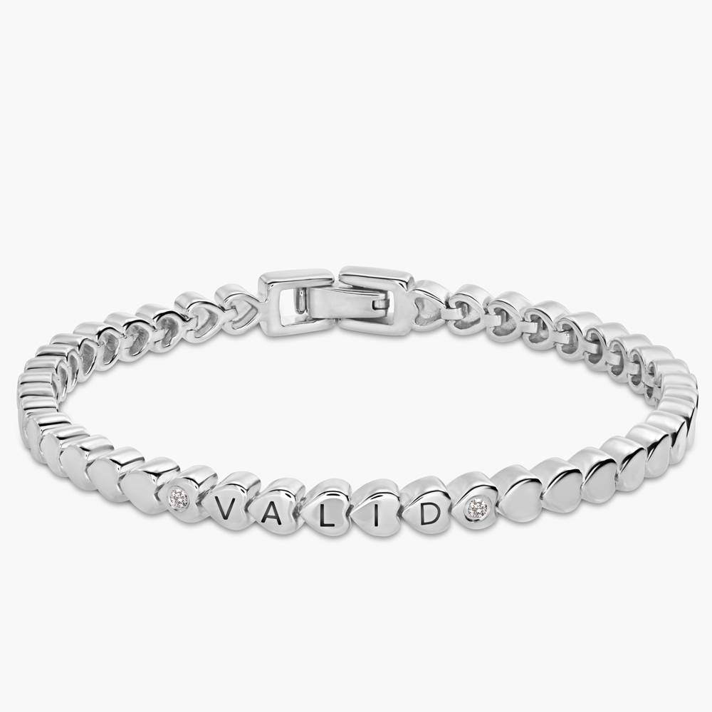Engraved Dotted Heart Bracelet with sparkling stones - Silver-1 product photo