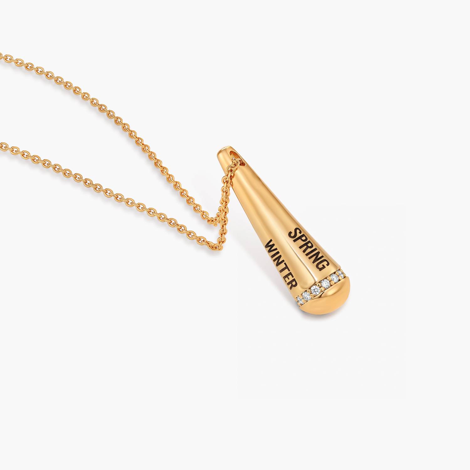 Engraved Drop Necklace with sparkling stone - Gold-3 product photo