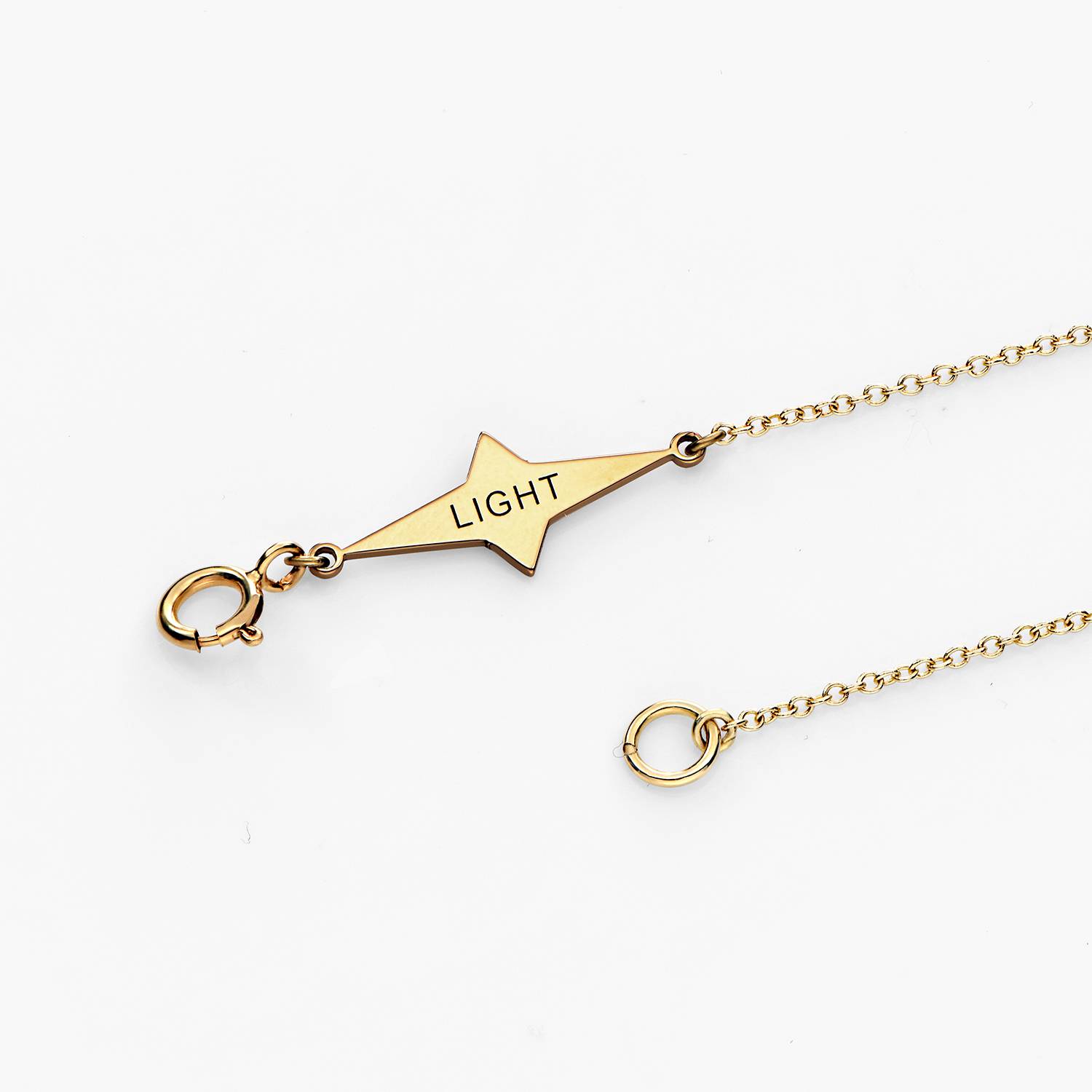 Engraved Northern Star Necklace with 0.3ct Diamond- 14k Solid Gold-6 product photo