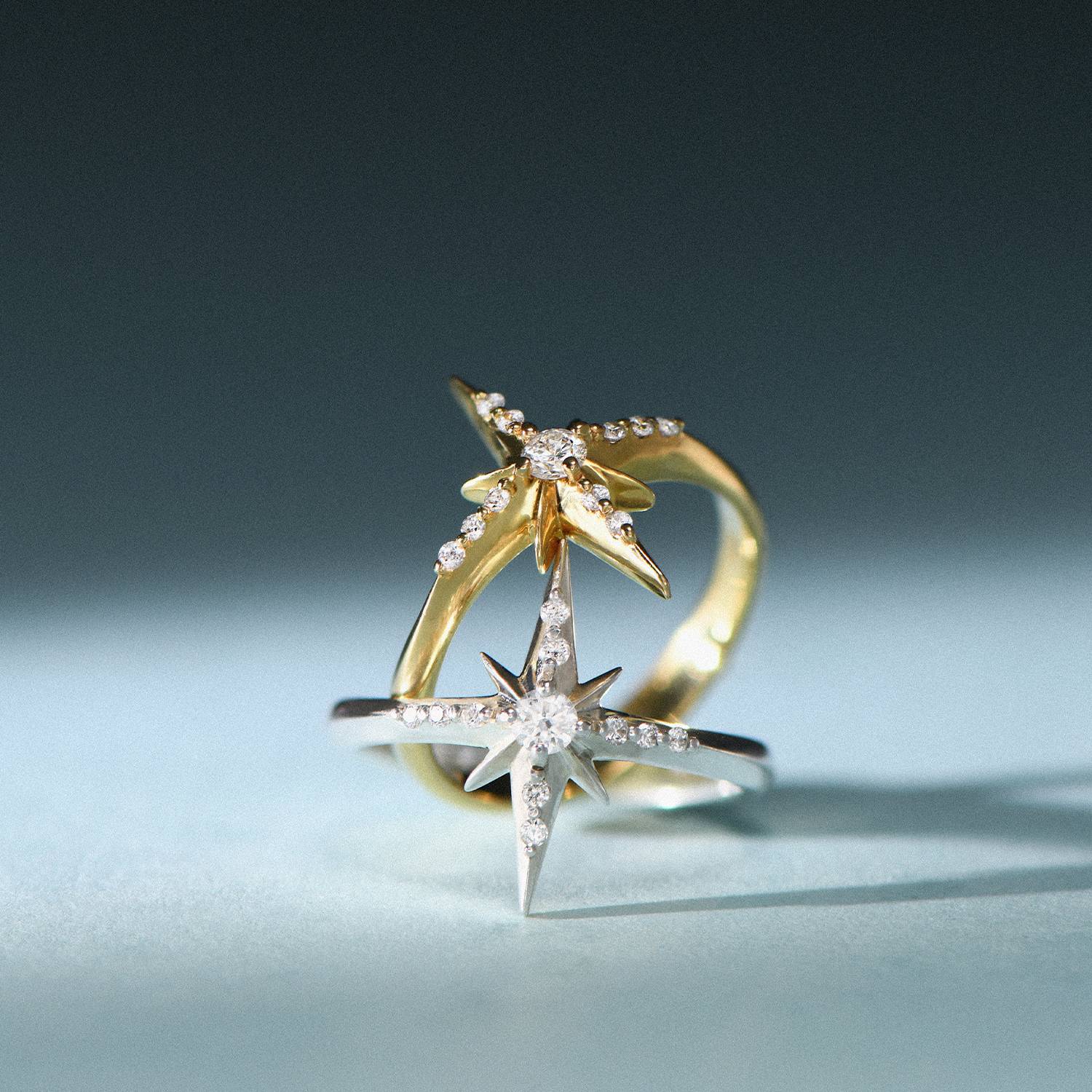 Engraved Northern Star Ring - Gold Vermeil-5 product photo