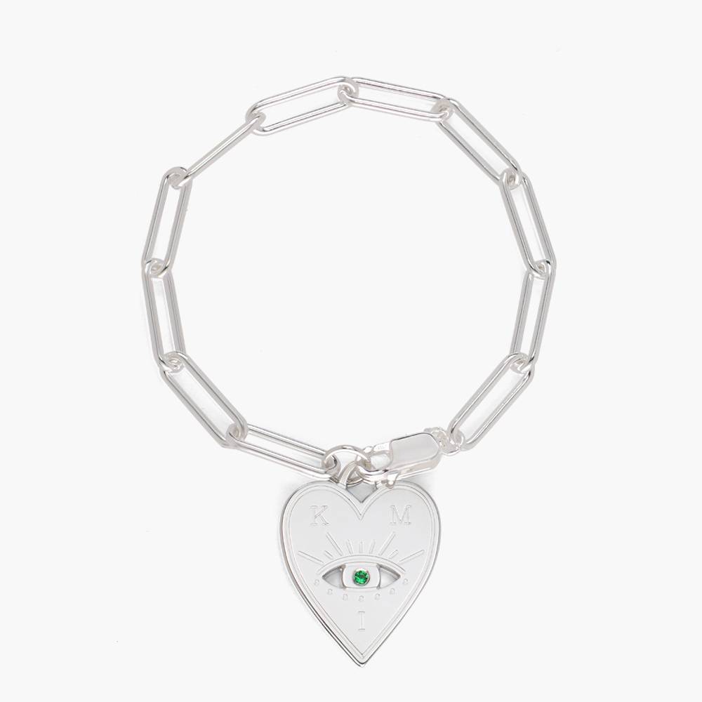 Bracelet coeur Mauvais oeil avec Zircon Cubique - Argent photo du produit