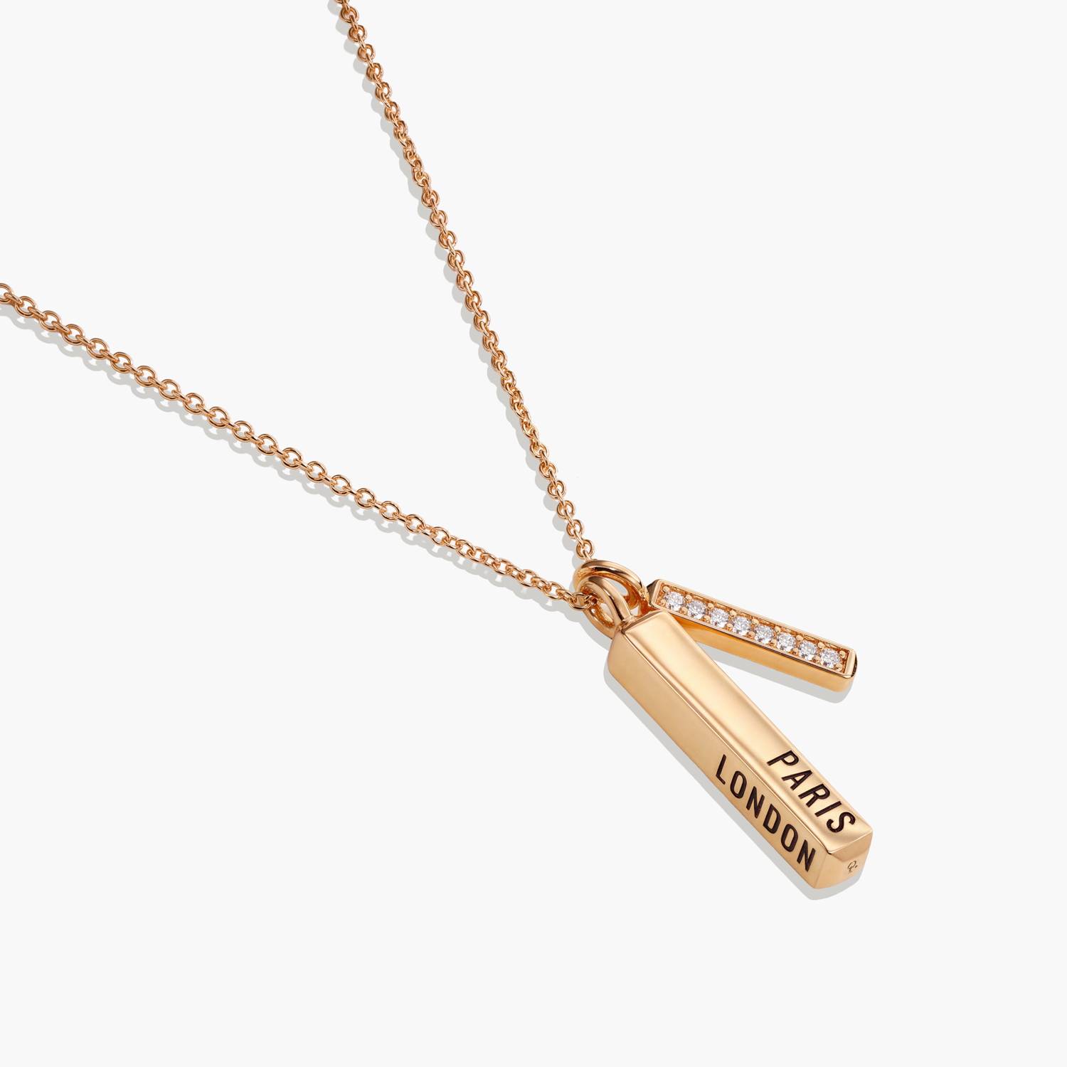 Engraved Mini Bar Necklace with sparkling stone - Gold-3 product photo