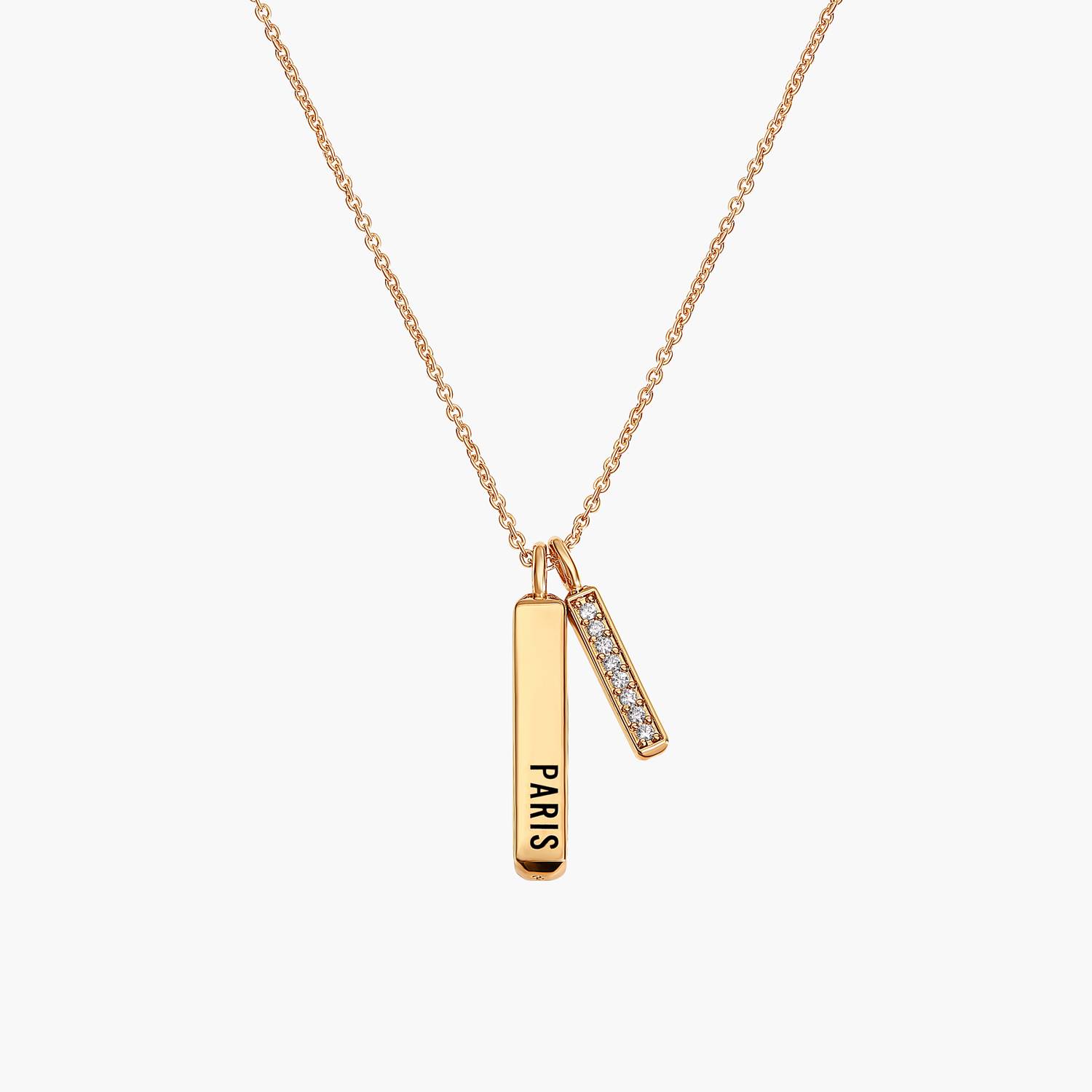 Engraved Mini Bar Necklace with sparkling stone - Gold-1 product photo