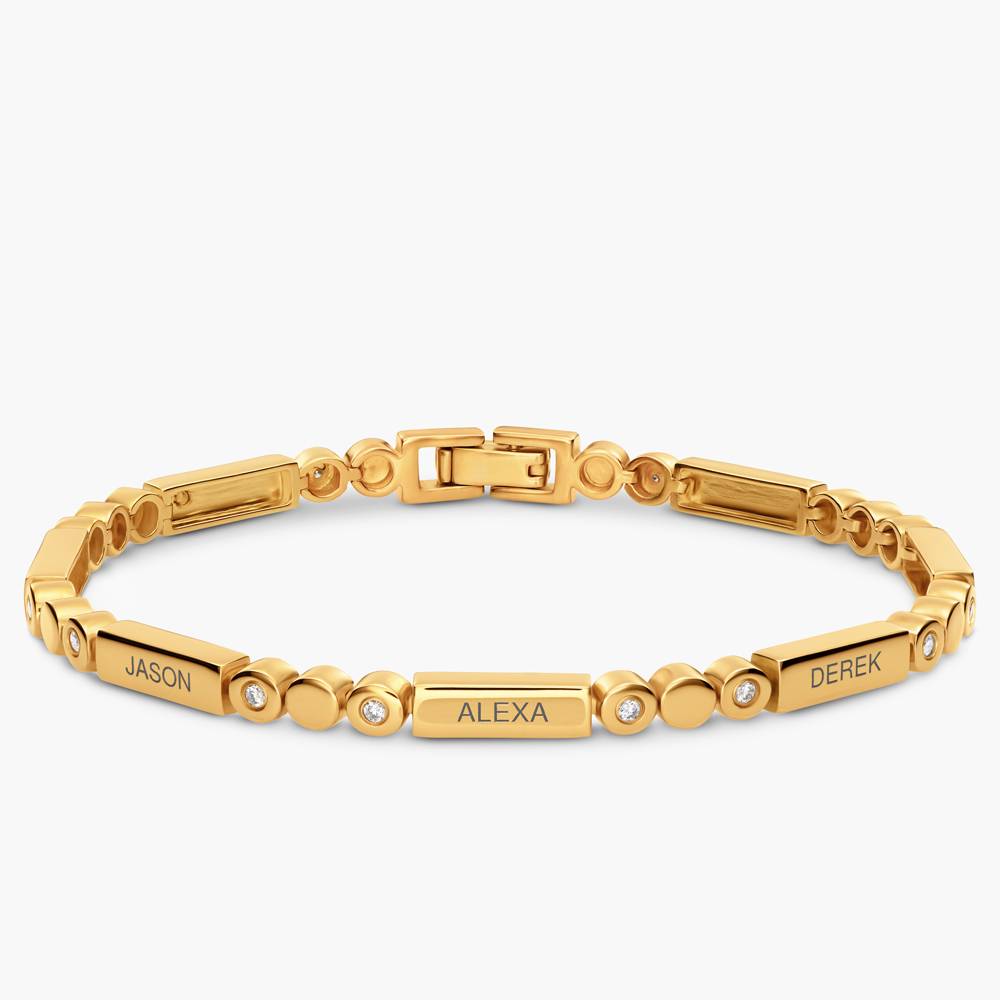 Engraved Mixed Dots Rectangle Bracelet - Gold Plated-4 product photo