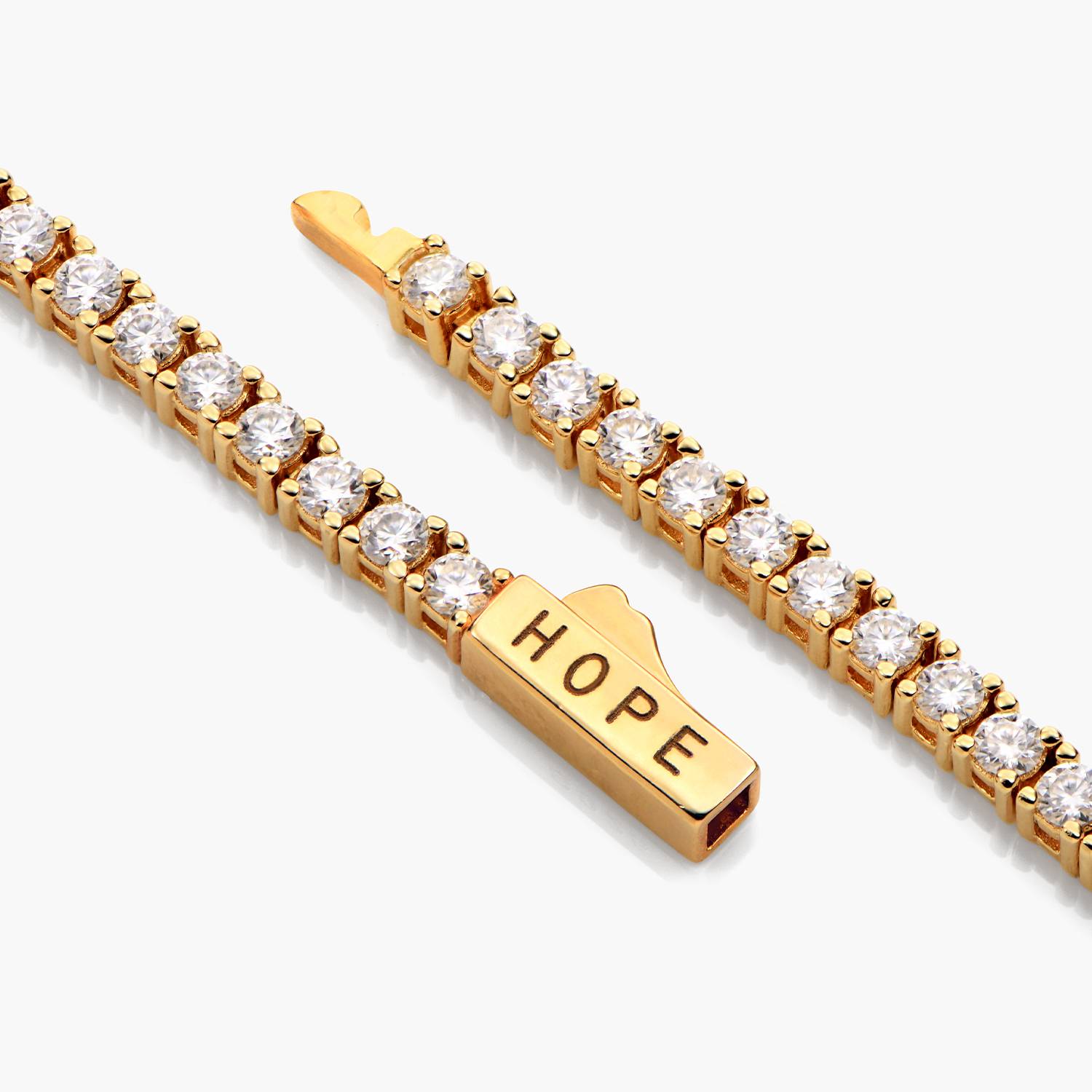 Engraved Moissanite Tennis Bracelet- Gold Vermeil-2 product photo