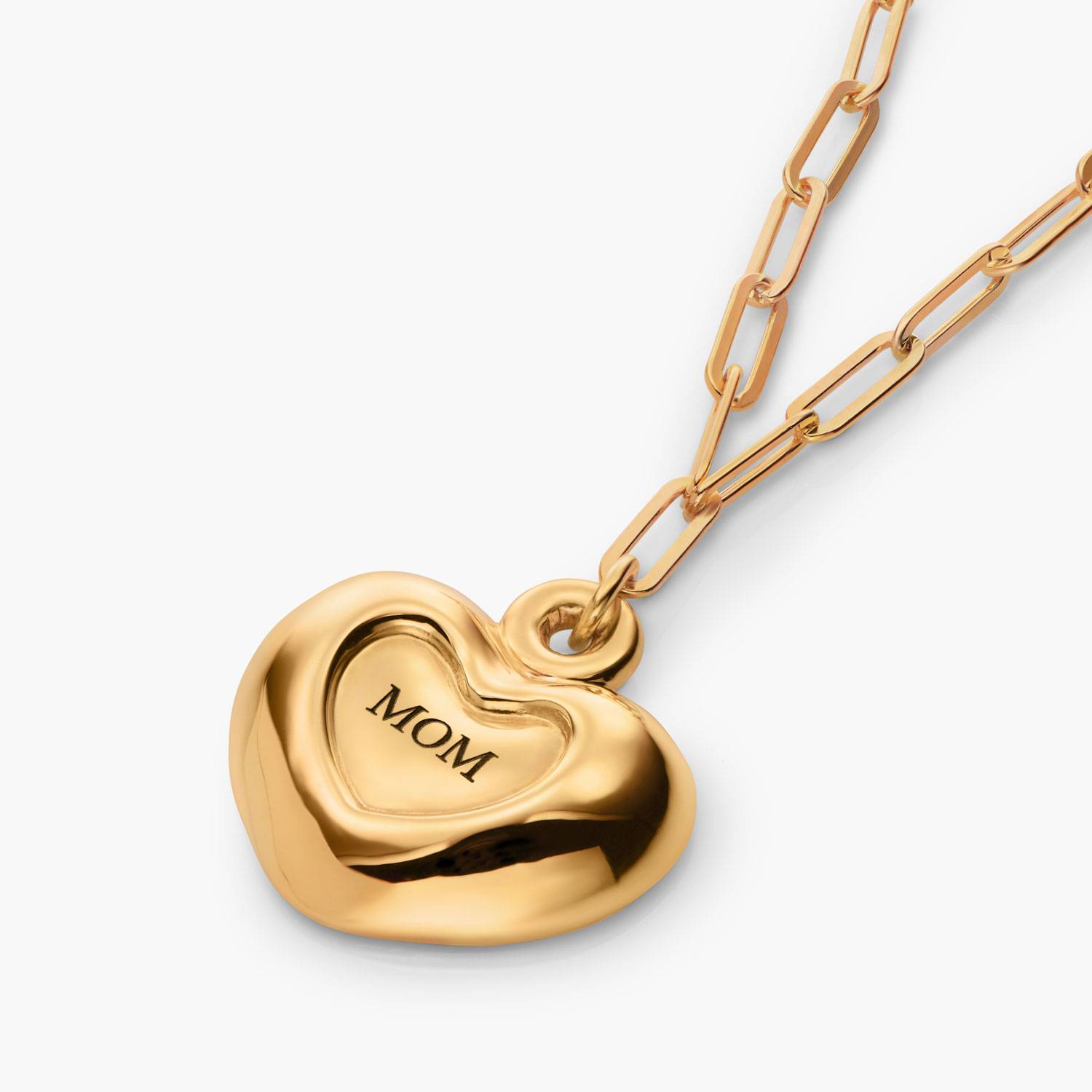 Engraved Puffy Heart Pendant- Gold Vermeil-3 product photo
