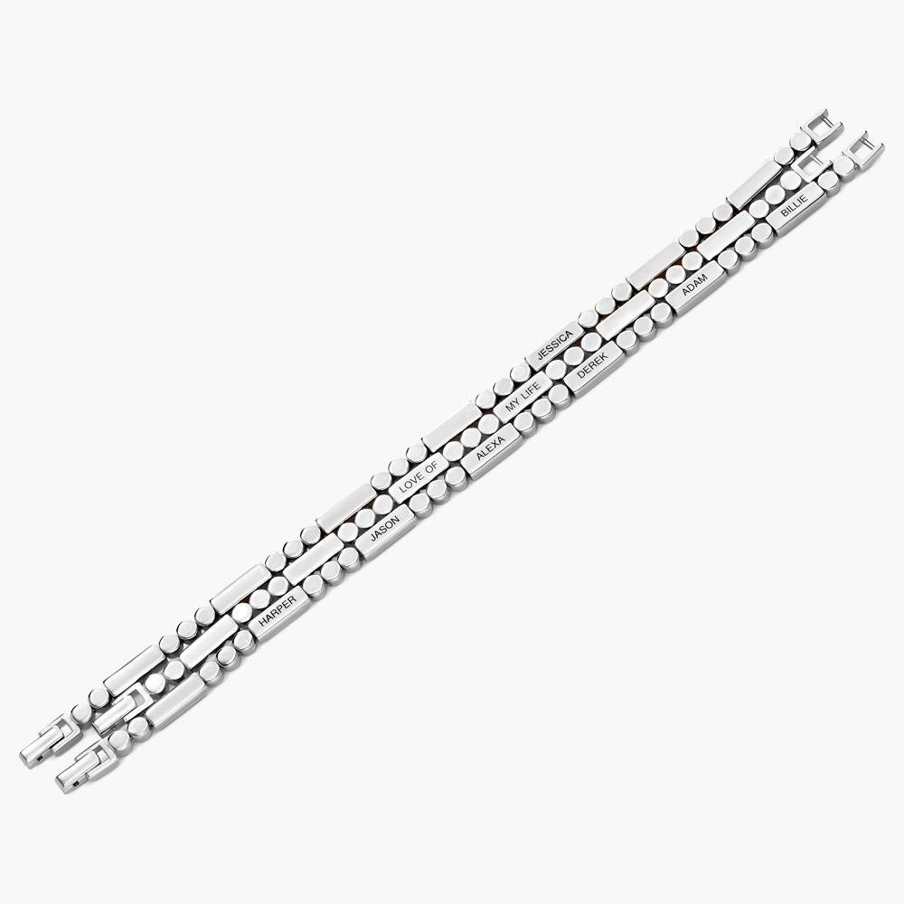 Engraved Mixed Dots Rectangle Bracelet - Silver-5 product photo