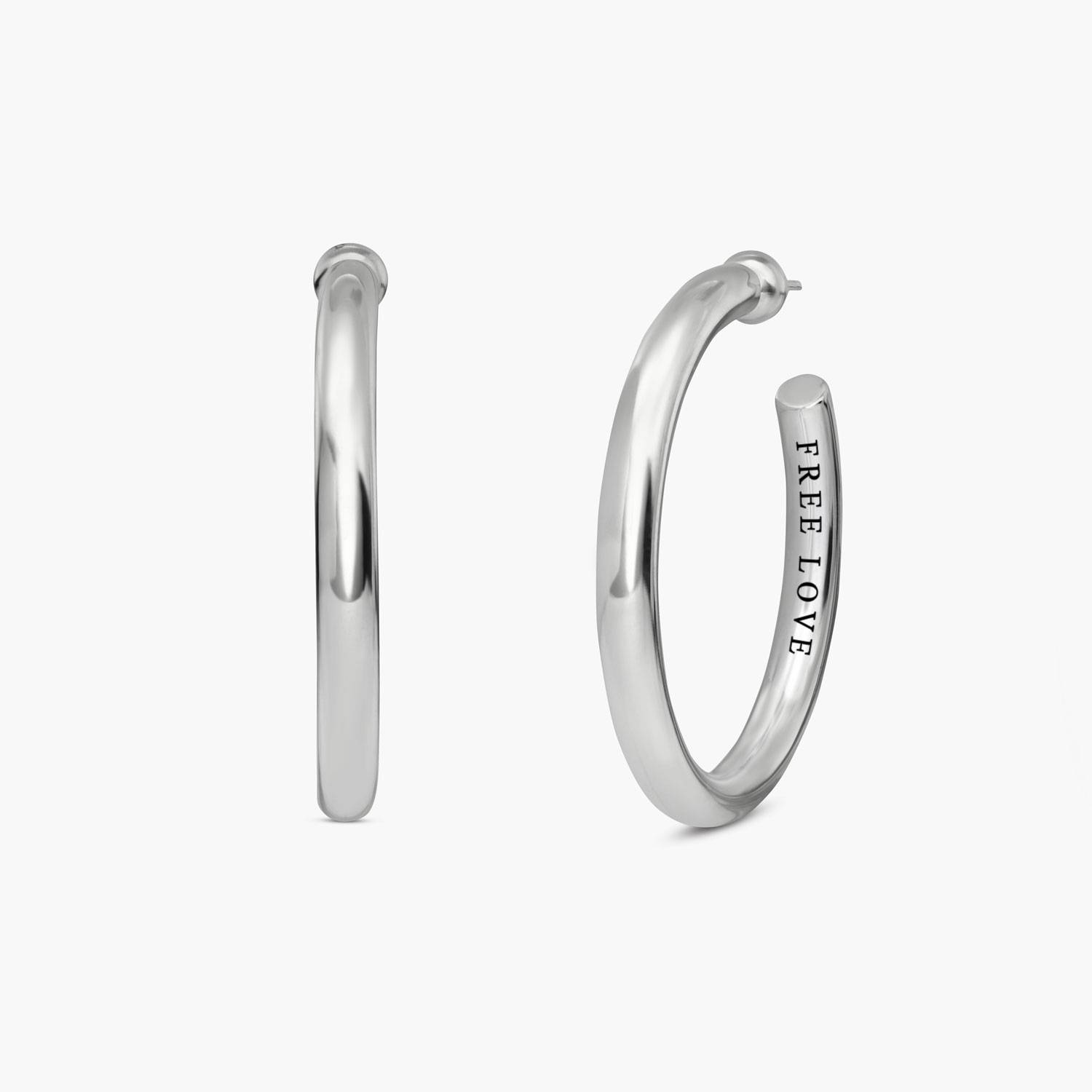 Engraved Staple Hoops Large – Silver-1 product photo