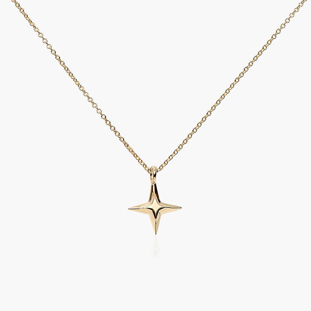 Northern Star Necklace with engraving - 14k Solid Gold-3 product photo