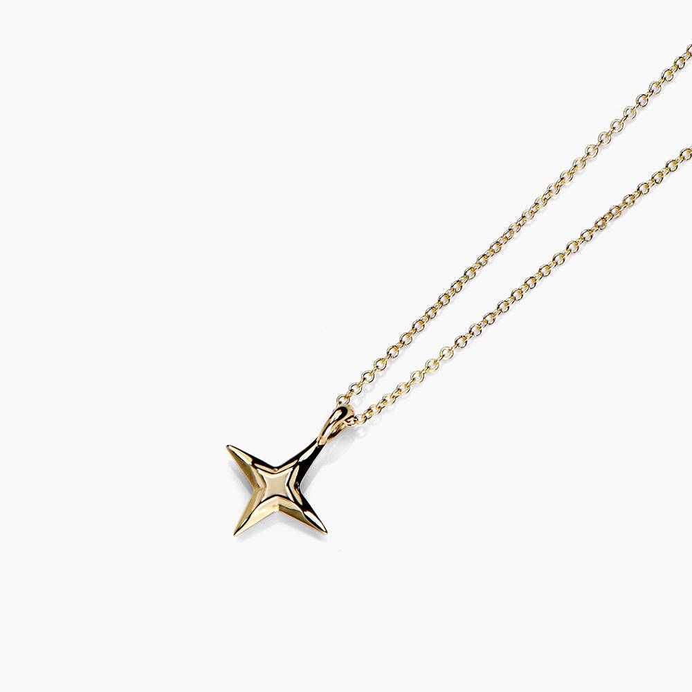 Northern Star Necklace with engraving - 14k Solid Gold-1 product photo