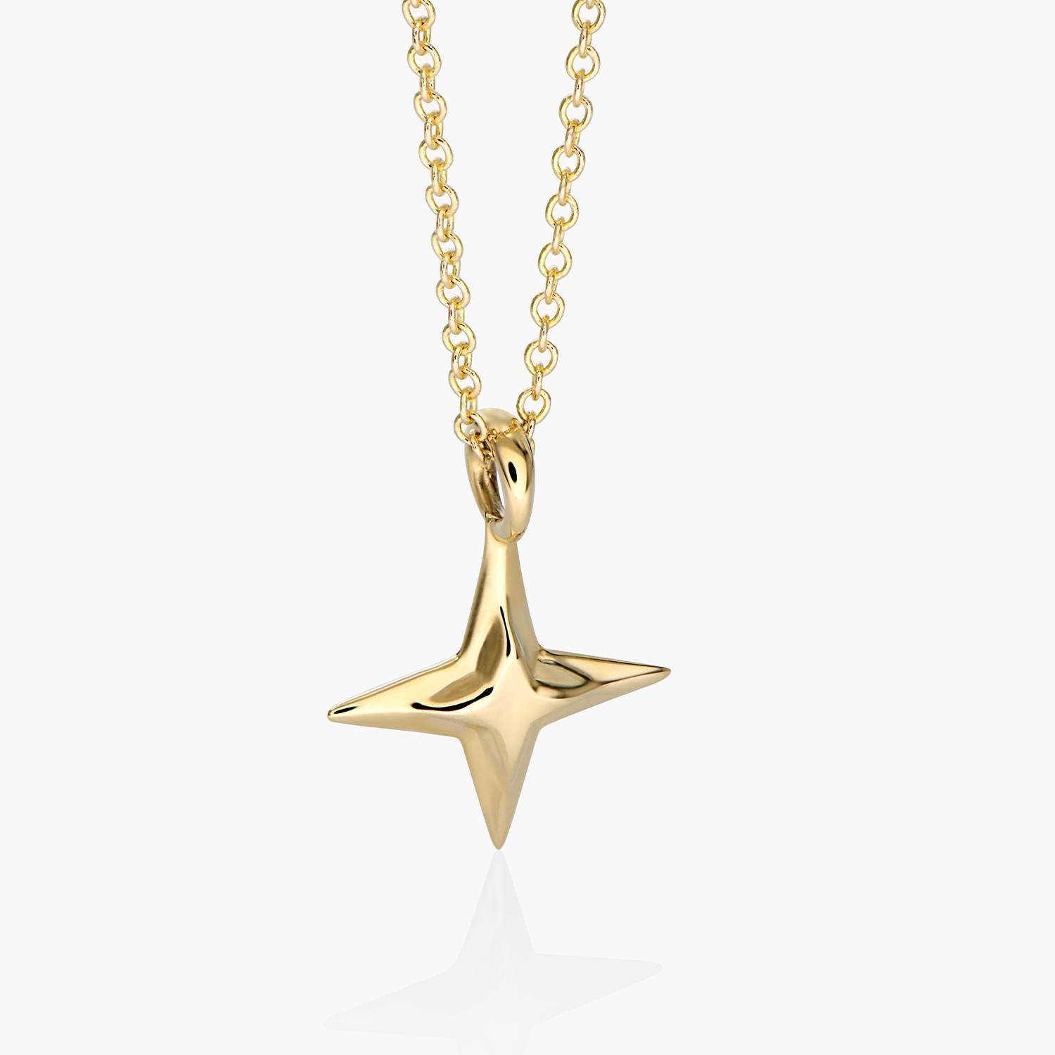Northern Star Necklace with engraving - 14k Solid Gold-7 product photo