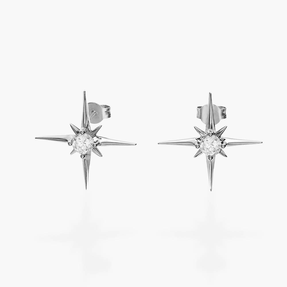 Northern Star Stud Earrings with 0.6 ct Diamond - Silver product photo