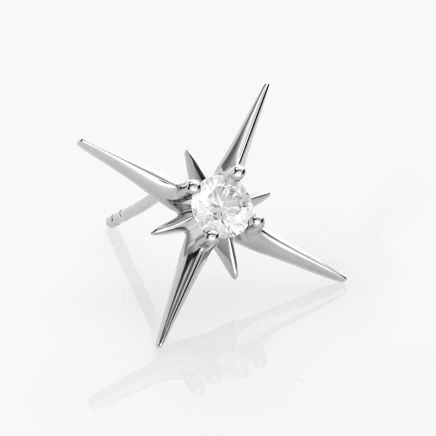 Northern Star Stud Earrings with 0.6 ct Diamond - Silver-3 product photo
