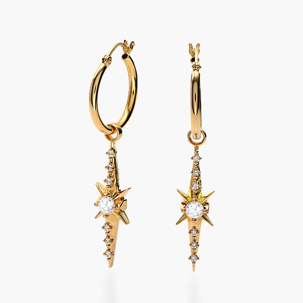 Northern Star trail Hoop Earring with  Diamonds- Gold Vermeil-5 product photo