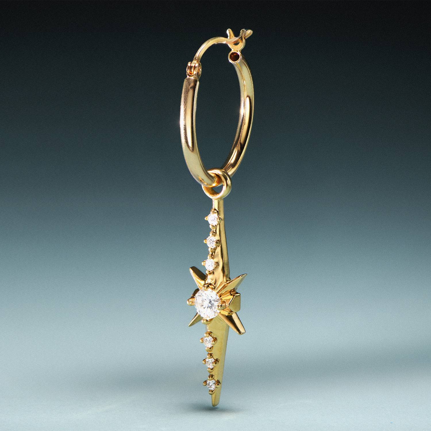 Northern Star trail Hoop Earring with  Diamonds- Gold Vermeil-1 product photo