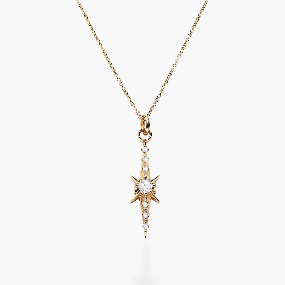 Northern Star trail Necklace with  Diamonds- 14k Solid Gold-4 product photo