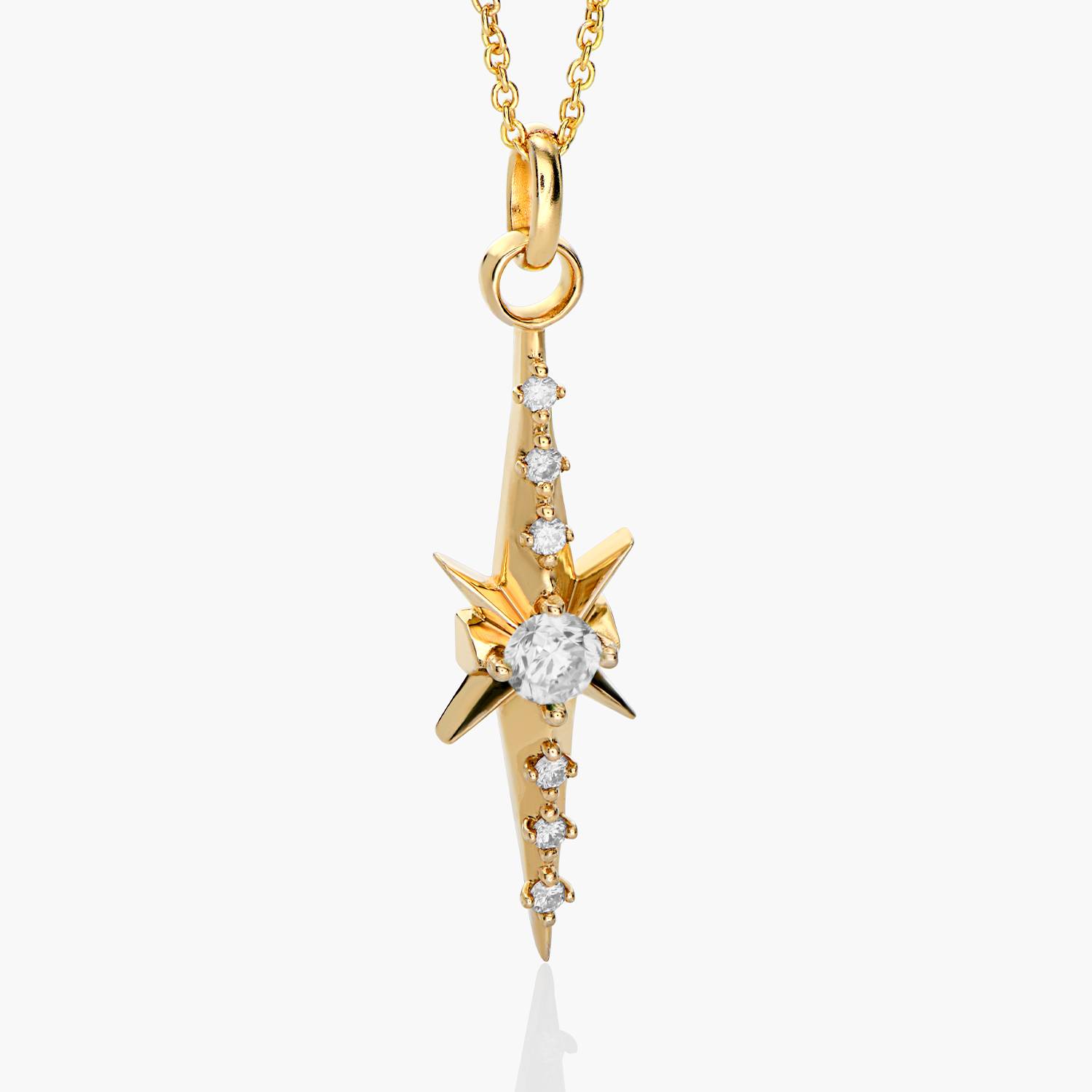 Northern Star trail Necklace with  Diamonds- 14k Solid Gold-6 product photo