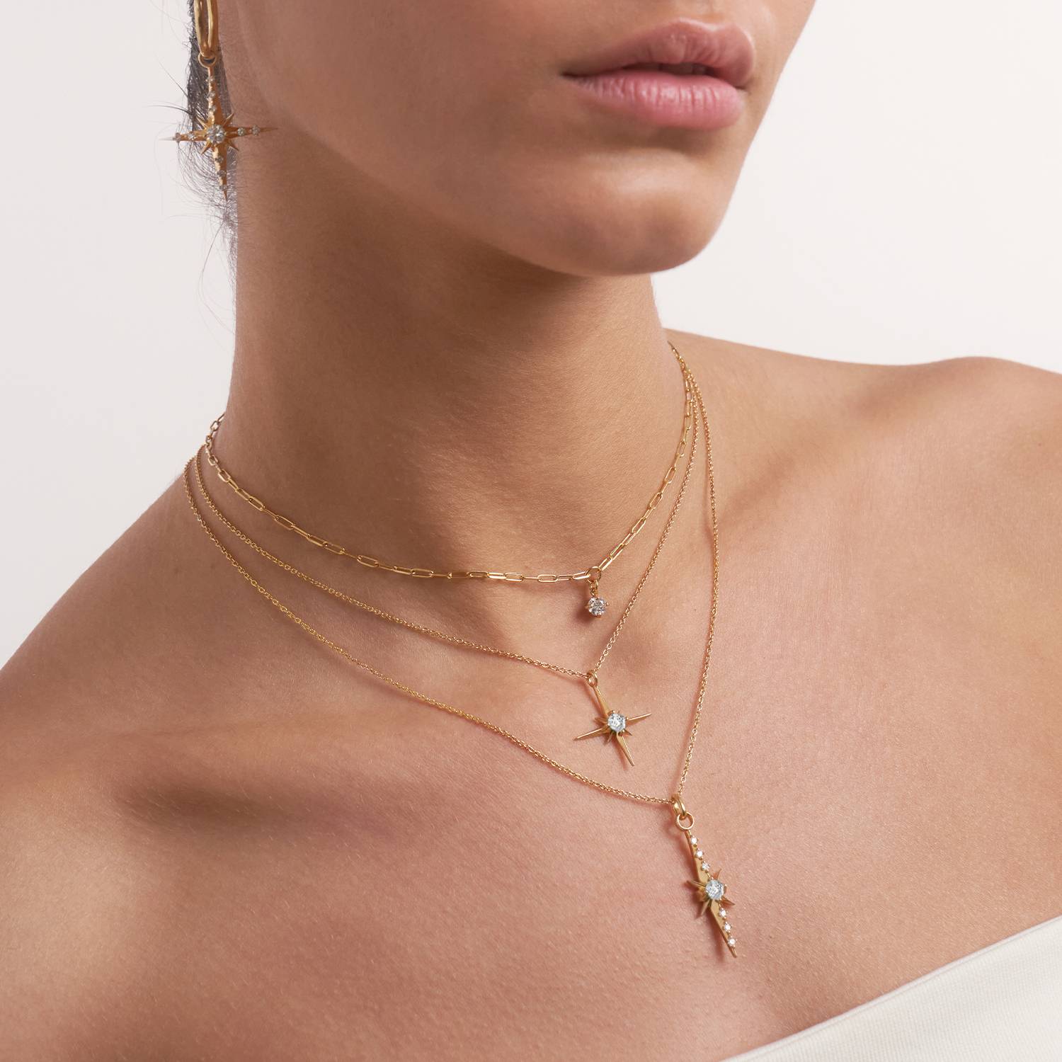 Northern Star trail Necklace with  Diamonds- Gold Vermeil-1 product photo