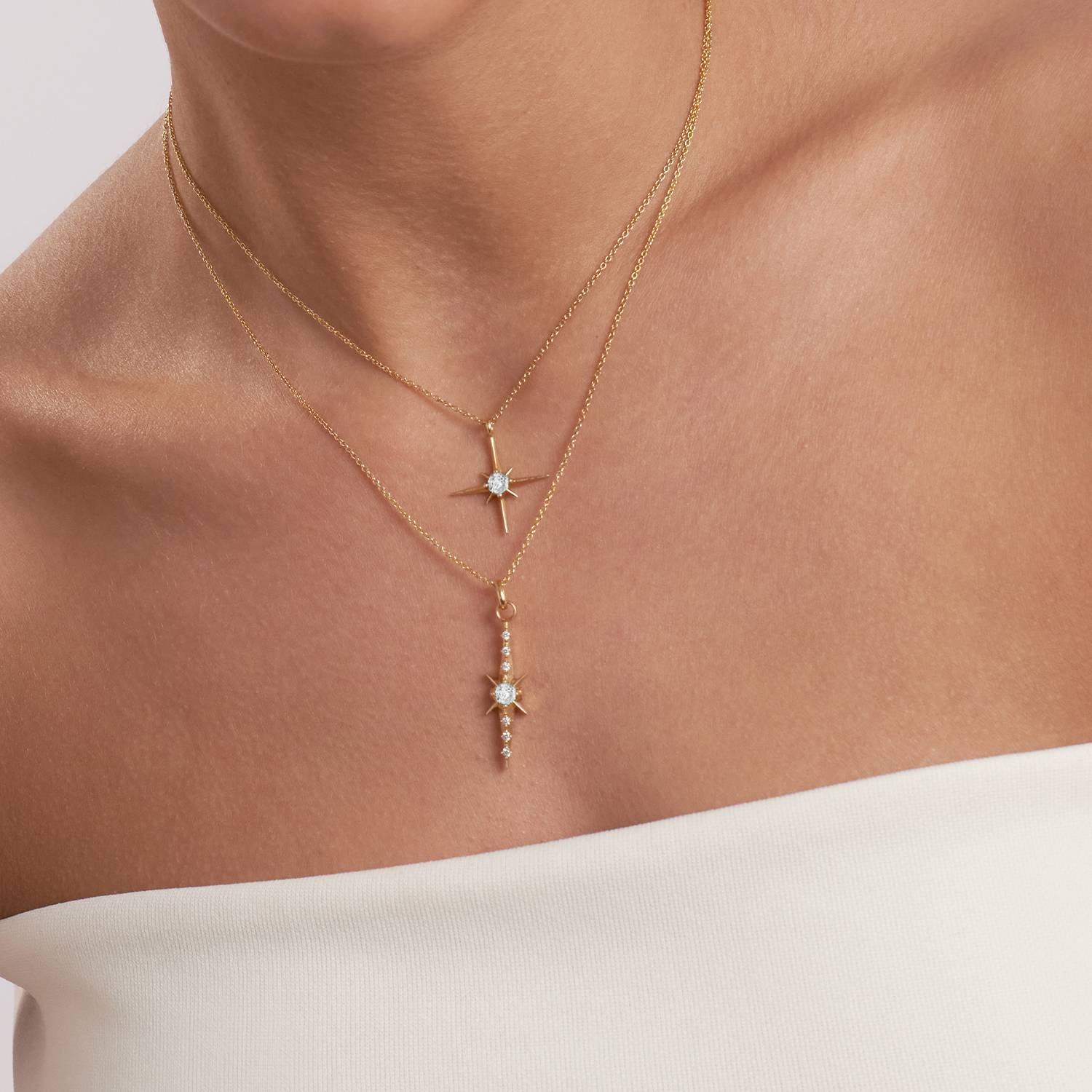 Northern Star trail Necklace with  Diamonds- Gold Vermeil-3 product photo