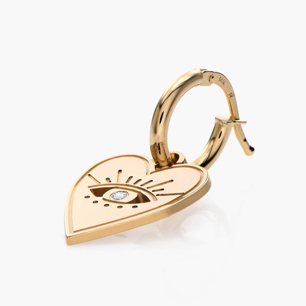 Evil Eye Heart Earring With Diamond - 14k Solid Gold product photo